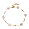 304 Stainless Steel & Synthetic Stone Daisy Flower Chain Anklets for Women AJEW-B031-01G-02-4