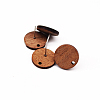 Coconut Brown Wood Stud Earring Findings EJEW-CJC0001-13-3