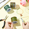 3 Rolls 3 Colors Segment Dyed Nylon Braided Cord with Gold Thread WCOR-SC0001-01-4