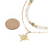 2Pcs 2 Style Clear Cubic Zirconia Star Pendant Necklaces Set with Brass Chains NJEW-JN04171-5