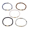 4mm Round Natural Mixed Stone & Non-magnetic Synthetic Hematite Beaded Stretch Bracelets BJEW-JB10682-4