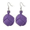 Handmade Polyester & Spandex Braided Ball Dangle Earrings with Natural Wood Beaded EJEW-JE05166-2
