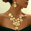 Flat Round Alloy Pendant Necklace & Dangle Earring Sets FS-WG6C074-01-2