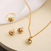 Alloy Stud Earrings & Pendant Necklaces & Rings Sets WG6A31F-01-2