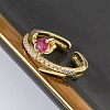 Brass Micro Pave Cubic Zirconia Cuff Open Rings for Women RJEW-L343-05G-01-3