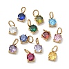 304 Stainless Steel Pave Cubic Zirconia Pendants CU-CBABCF3-04G-1