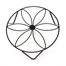 Flat Round with Flower Pattern Iron Display Decorations AJEW-WH0244-09C