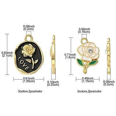 12Pcs 6 Styles Alloy Enamel Pendants FIND-FS0002-05-1
