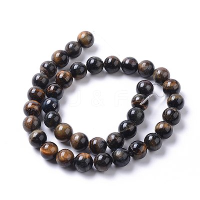 Grade AB Natural Blue Tiger Eye(Dyed & Heated) Beads Strands G-I261-D01-10mm-1
