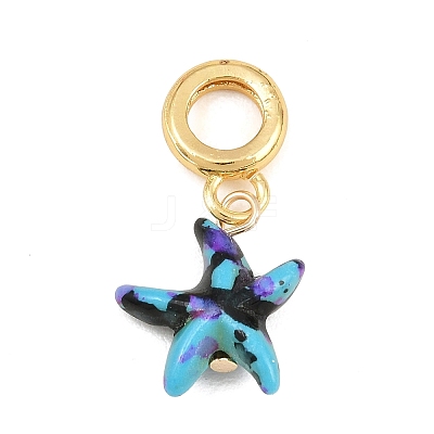 Brass Resin European Dangle Charms KK-CBA3642-01G-03-1