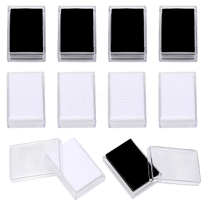 10Pcs 2 Colors Rectangle Transparent Plastic Loose Diamond Gemstone Storage Boxes CON-WH0095-46-1