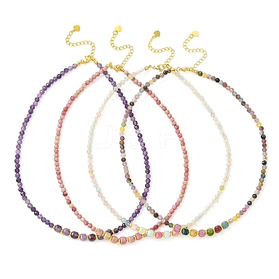 Natural Gemstone Faceted Graduated Beaded Necklaces NJEW-JN06618-1