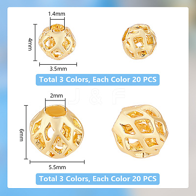 120Pcs 6 Style Brass Beads KK-PH0006-82-1