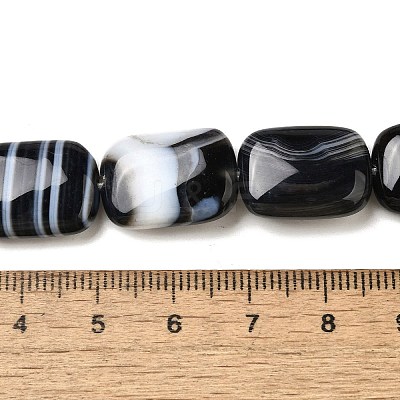 Natural Striped Agate/Banded Agate Beads Strands G-B137-B01-01B-1