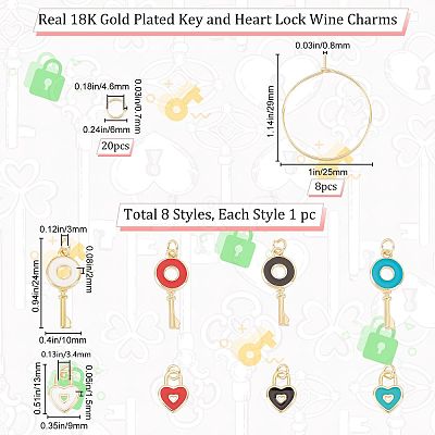 DIY Heart Padlock & Key Wine Glass Charm Making Kit DIY-BBC0001-18-1