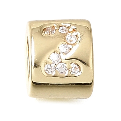 Brass Micro Pave Clear Cubic Zirconia Beads CU-CBAA19F-01G-C-1