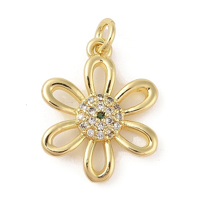Brass Micro Pave Clear Cubic Zirconia Pendants ZIRC-P121-05B-G-1