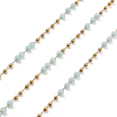 Rondelle Glass Beaded Link Chains CHS-G028-07G-04-1