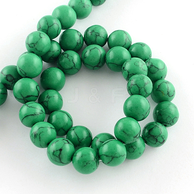 Synthetical Turquoise Gemstone Round Bead Strands TURQ-R035-6mm-02-1