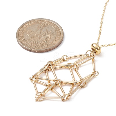 Brass Braided Macrame Pouch Empty Stone Holder for Pendant Necklace Making NJEW-JN04331-01-1