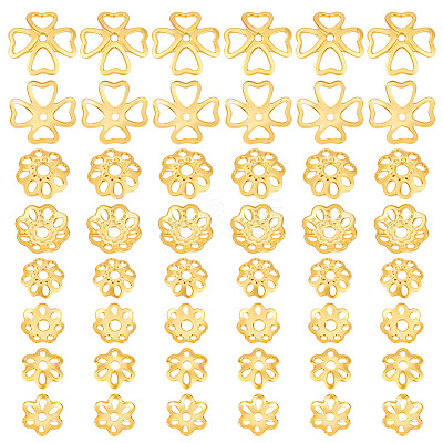 48Pcs 4 Styles 925 Sterling Silver Bead Caps STER-PH0003-97-1