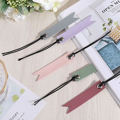 10Pcs 5 Colors Leather Bookmarks AJEW-CP0007-56-1