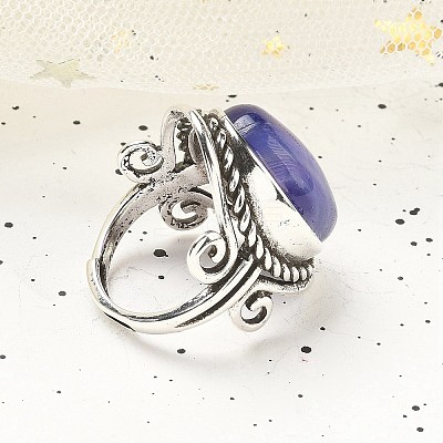 Natural Banded Agate Adjustable Rings RJEW-I108-01AS-16-1