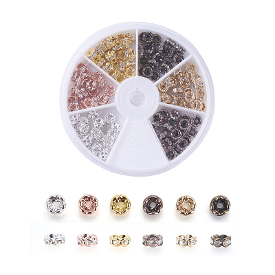 Brass Rhinestone Spacer Beads RB-JP0002-10-NF-1