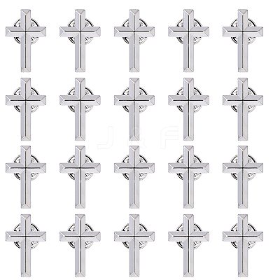 20Pcs Cross Zinc Alloy Brooches JEWB-DC0001-18P-1