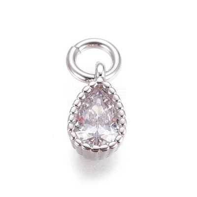 Brass Micro Pave Cubic Zirconia Charms X-ZIRC-E145-76P-1