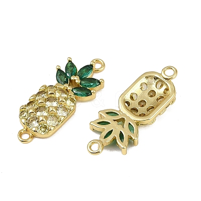 Brass Pave Clear and Green Cubic Zirconia Pineapple Links KK-I358-030G-1