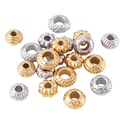 20Pcs 10 Styles 304 Stainless Steel Corrugated Beads STAS-TA0003-14-1