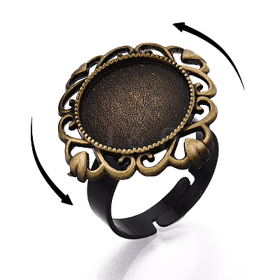 Adjustable Rhombus Alloy & Iron Bezel Cup Ring Base with Rotatable Tray MAK-T012-02AB-1