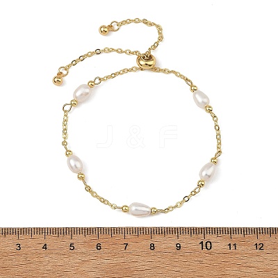 Natural Cultured Freshwater Pearl Beads Slider Bracelets BJEW-JB14195-1
