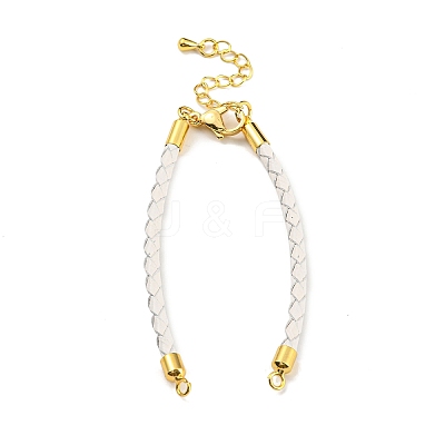 Leather Braided Cord Link Bracelets MAK-K022-01G-06-1