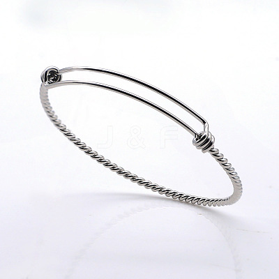 Tarnish Resistant Adjustable 201 Stainless Steel Expandable Bangles NJEW-S105-PJ215-60-1