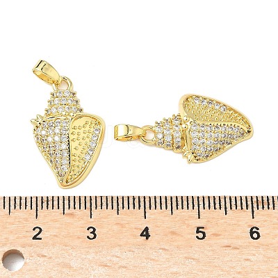 Brass Micro Pave Clear Cubic Zirconia Pendants KK-B139-06G-1
