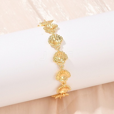 Brass Link Chain Bracelets for Women BJEW-L707-04G-02-1