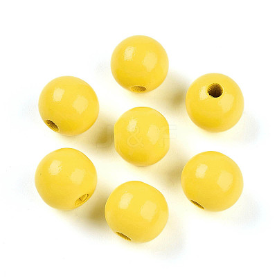 Painted Natural Wood Beads WOOD-A018-16mm-18-1