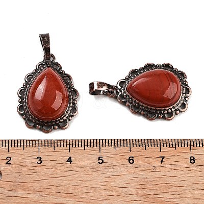 Natural Red Jasper Teardrop Pendants G-K363-01R-01-1