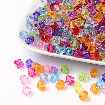 Faceted Bicone Transparent Acrylic Beads DBB8mm-1