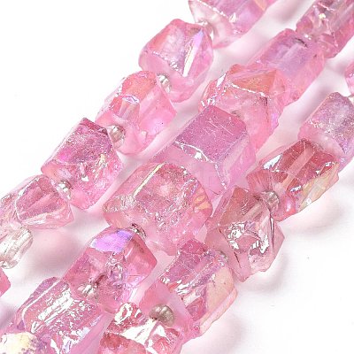 Electroplated Natural Quartz Beads Strands G-G767-02-09-1