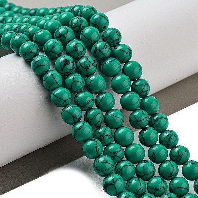 Synthetical Turquoise Gemstone Round Bead Strands TURQ-R035-8mm-02-1