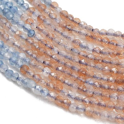 Gradient Color Natural Sunstone & Aquamarine Beads Strands GG-CBA1668-A02-2mm-1