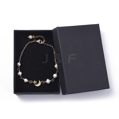 Natural Pearl Link Bracelets BJEW-JB04884-1