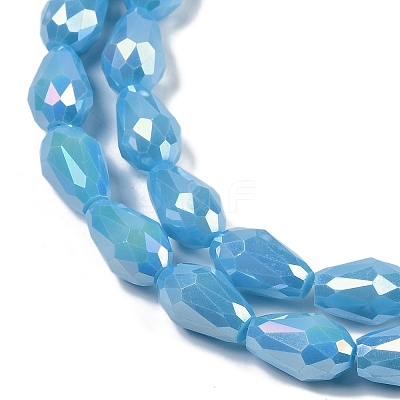 Opaque Solid Color Electroplate Glass Beads Strands EGLA-N013-P8mm-B10-1