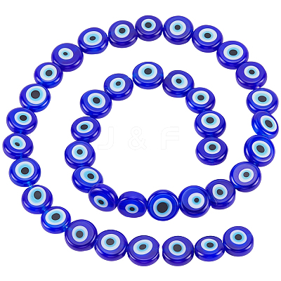 2 Strands Handmade Evil Eye Lampwork Beads Strands LAMP-PA0001-49-1
