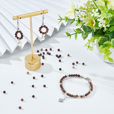 5 Strands Natural Chinese Writing Stone Round Beads Strands G-NB0004-41-1