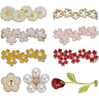 9Pcs 9 Styles Alloy Enamel Flower Shoelace Buckle DIY-AR0004-36-1