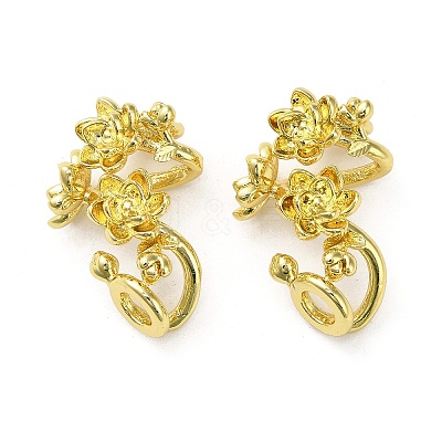 Brass Flower Wrapped European Beads KK-B142-01G-1
